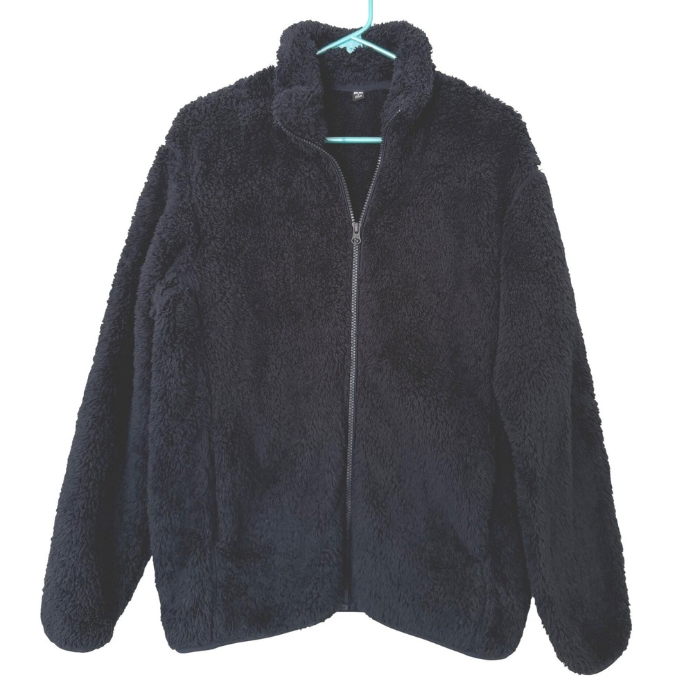 Uniqlo Fluffy Yarn Fleece Full-Zip Jacket Navy Blue Small 341-419505